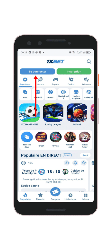 Cliquez sur Connexion