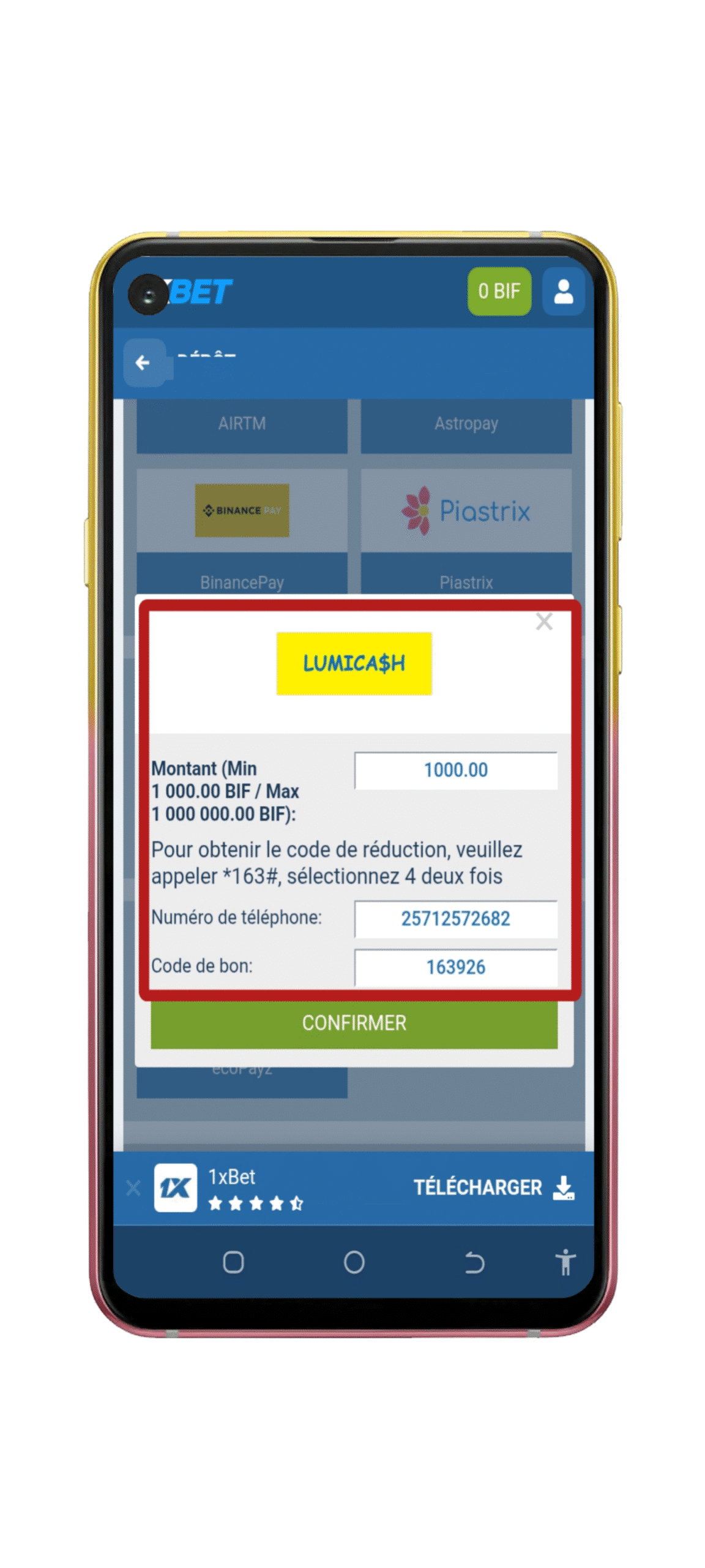 Renseigner les informations pour le dépôt