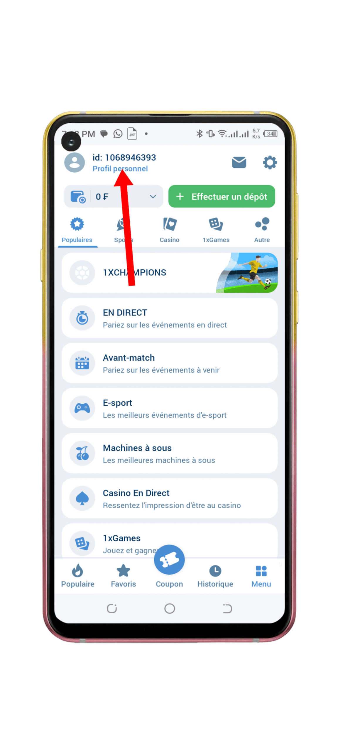 Accéder à votre profil personnel