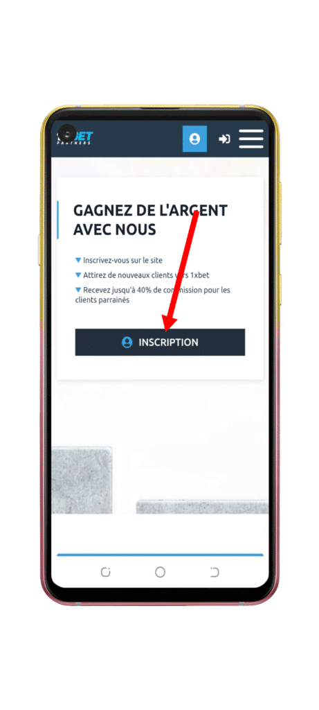 Cliquez sur "Inscription"