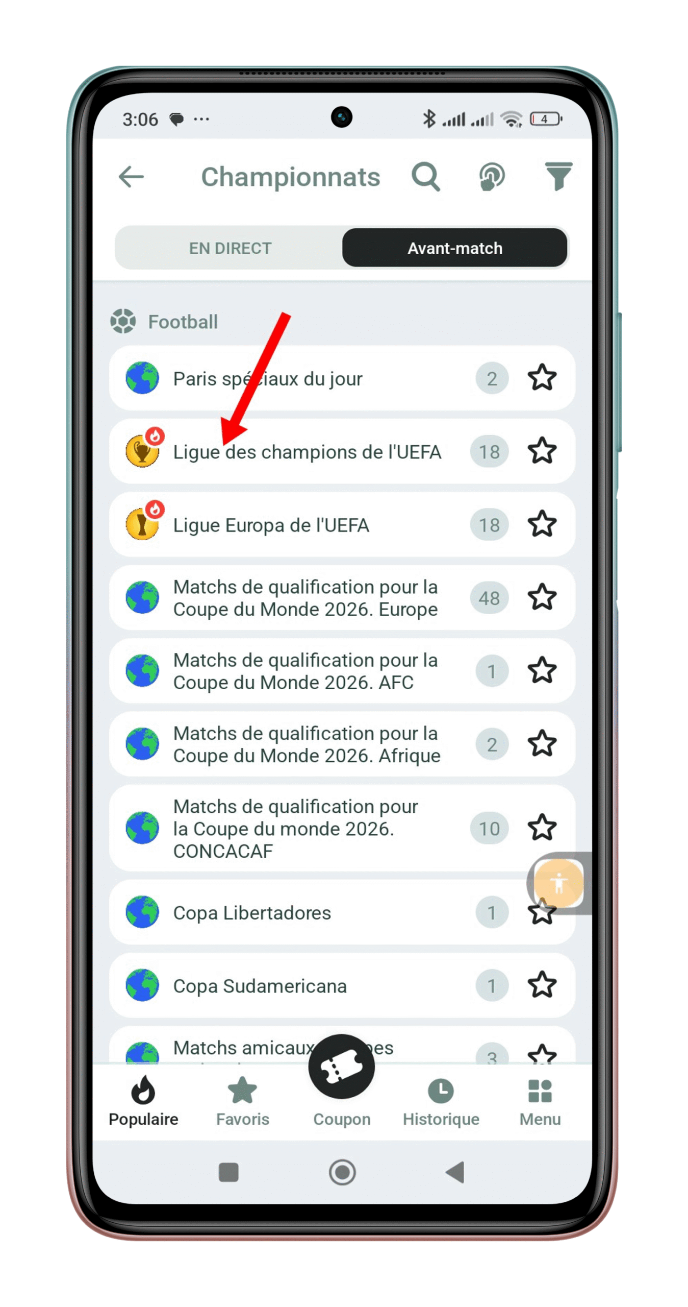 Choisir la compétition