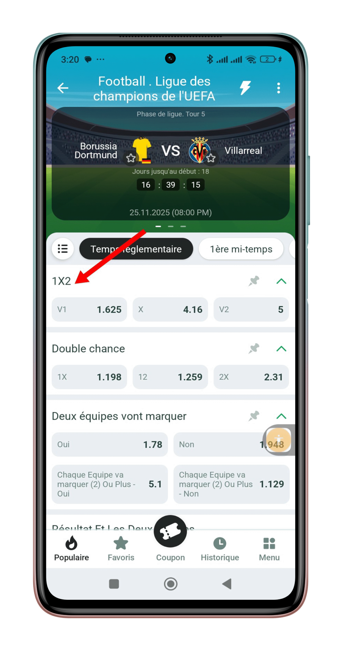 Choisir le type de pari