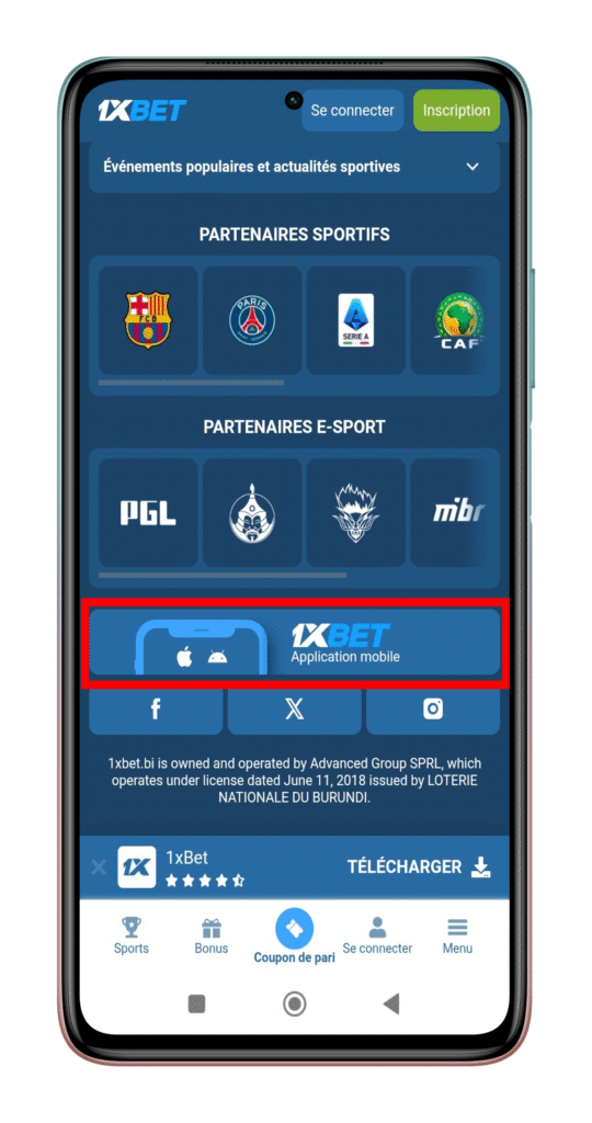 Cliquez sur « Application mobile ».