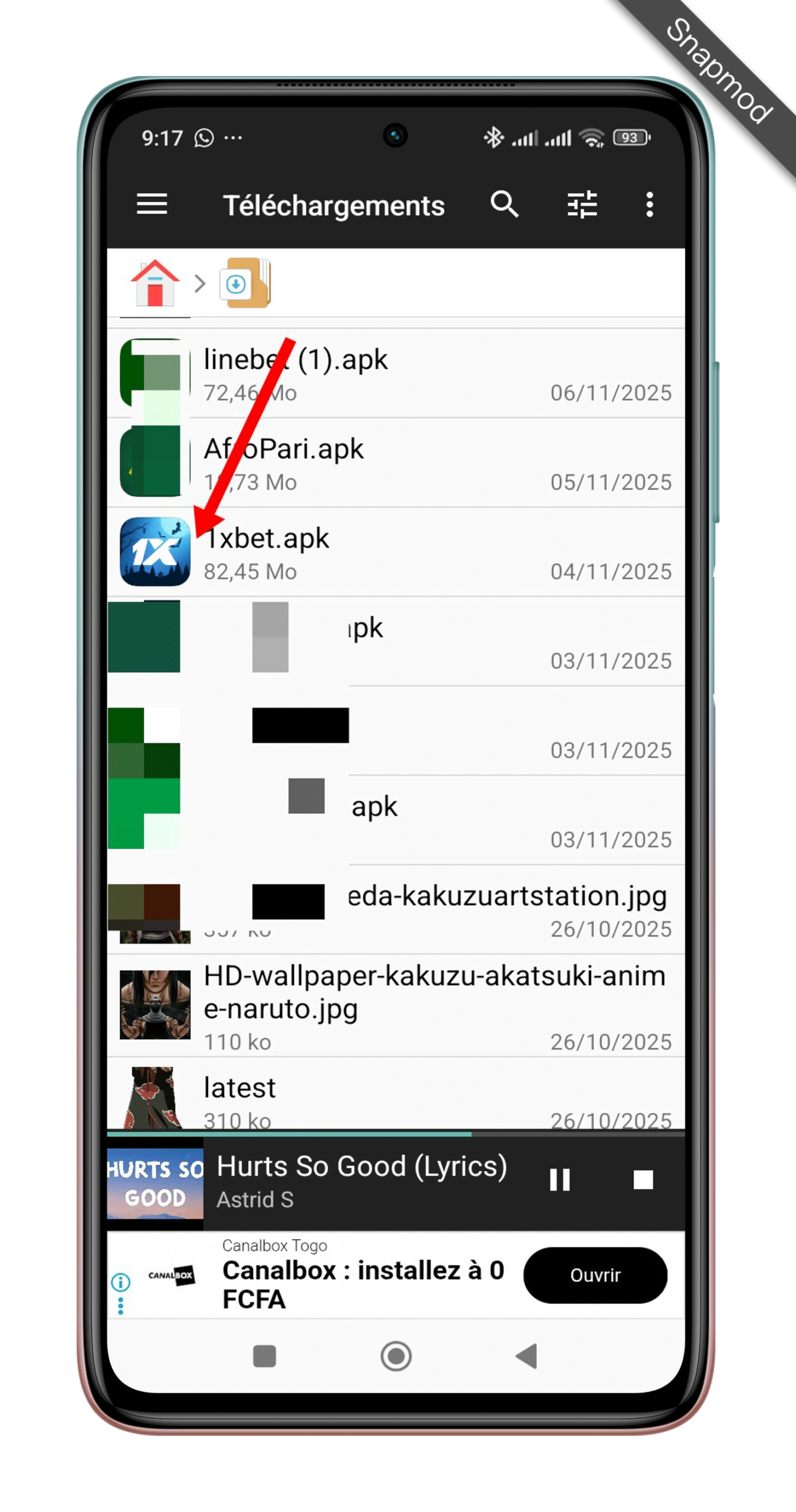 Localiser le fichier Apk
