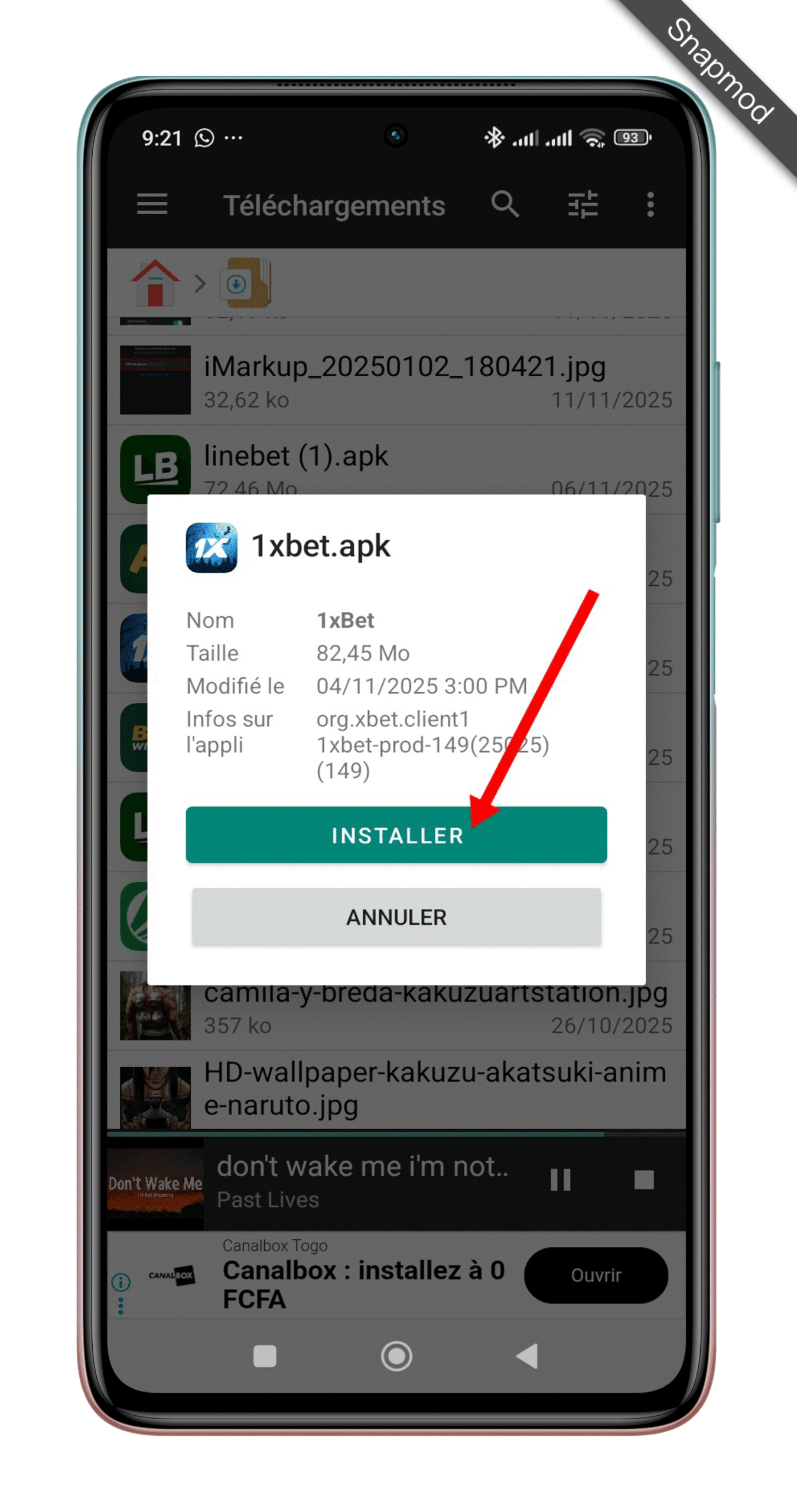 Installer l’application 1xbet