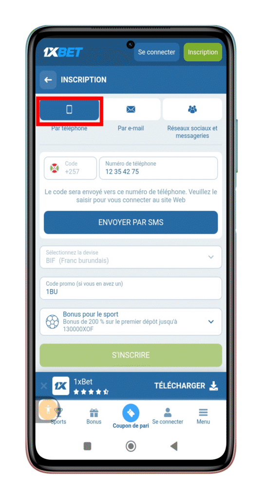 Choisir l’inscription par téléphone