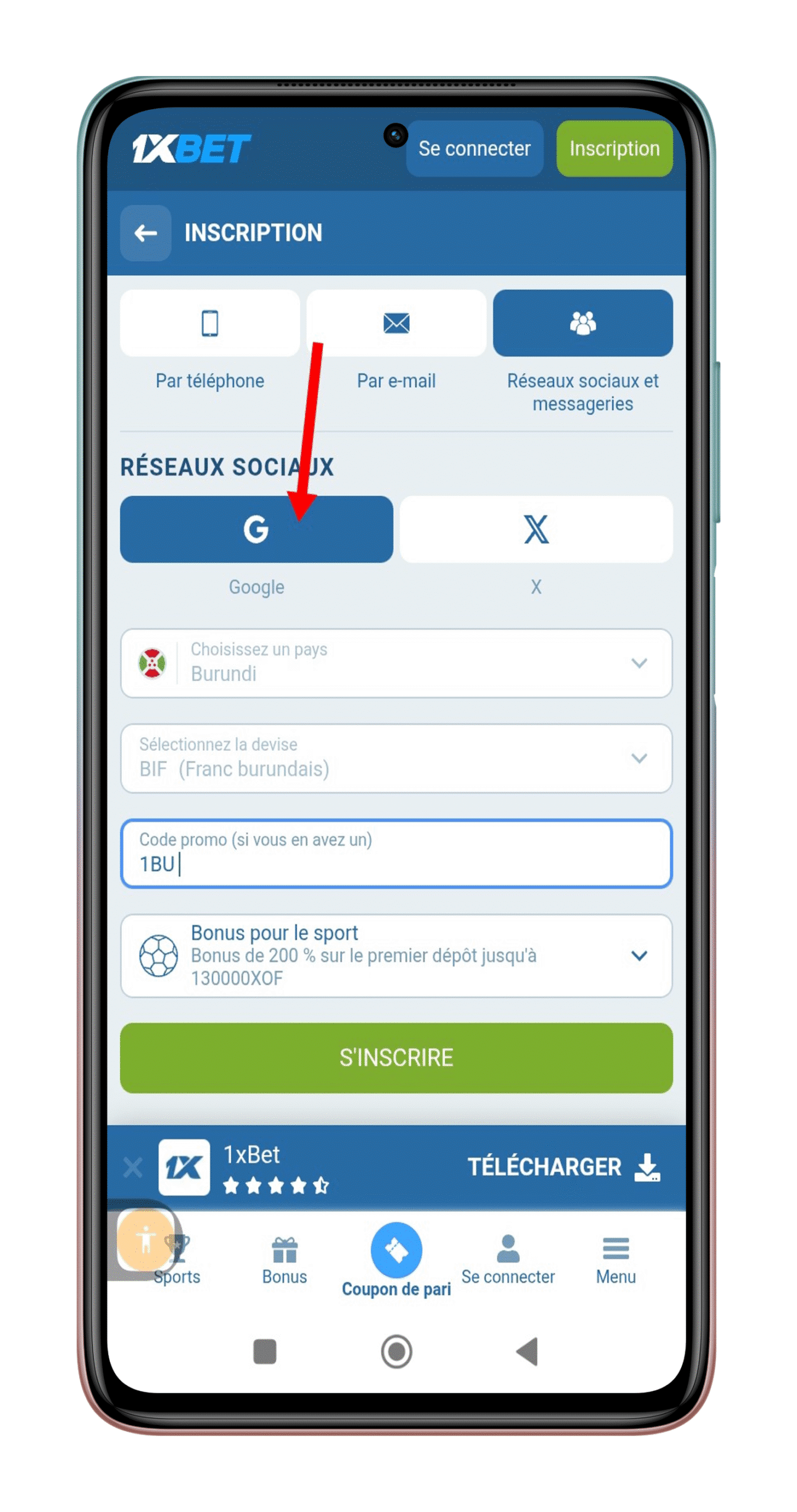 Sélectionner un réseau social