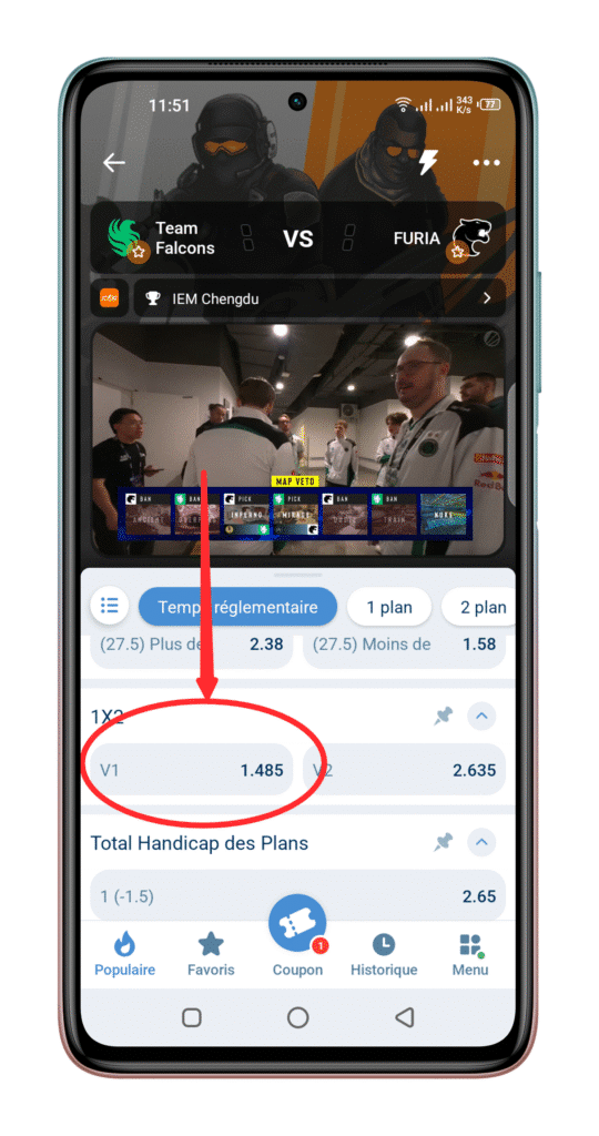 Cliquez sur la côte du marché