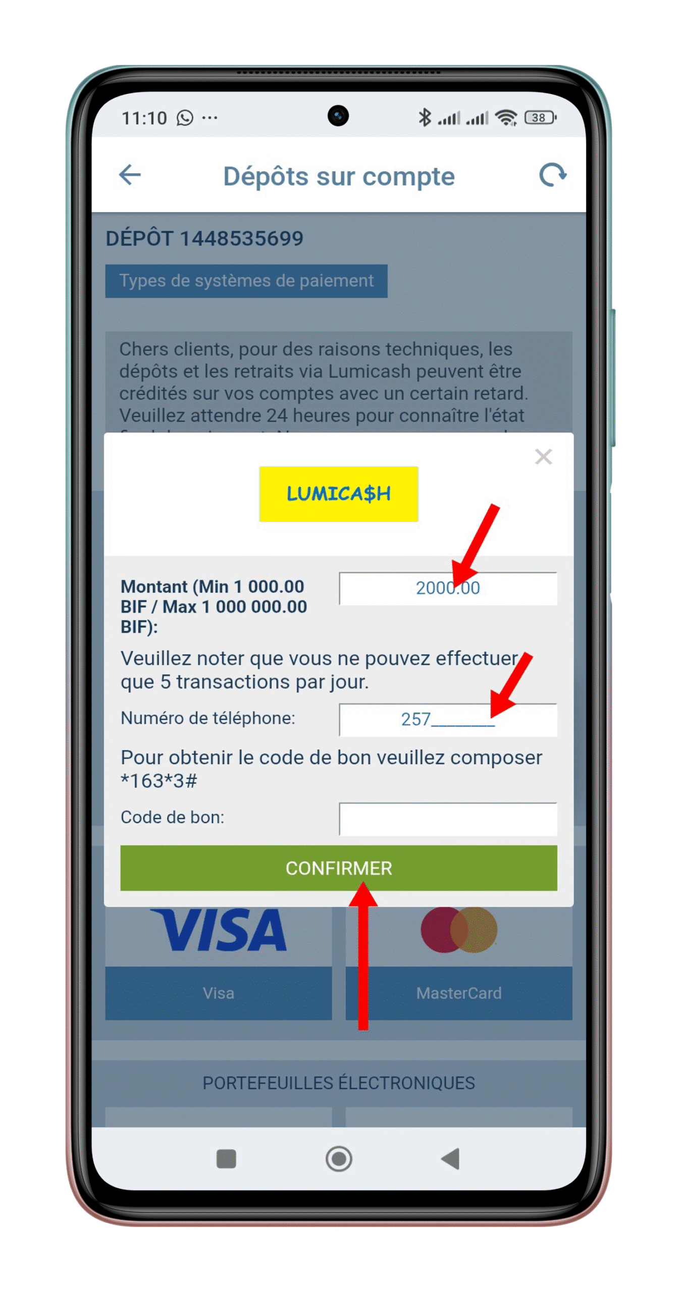 Ingiza kiasi na uthibitishe